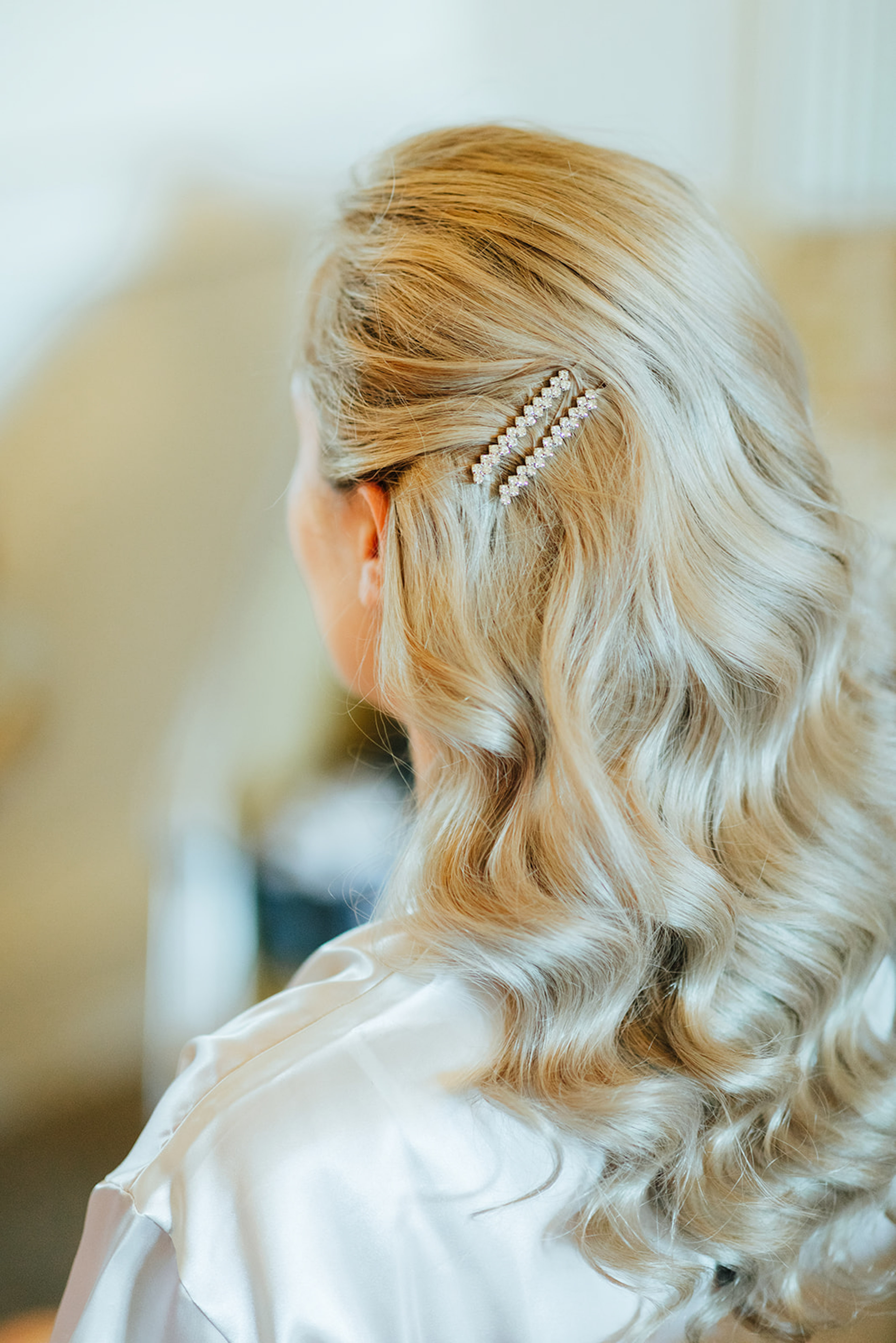 Wedding morning Bridal hair and make up at a Rushton Hall Wedding. Documentary UK Wedding Photographer. Aimee Joy Photography.