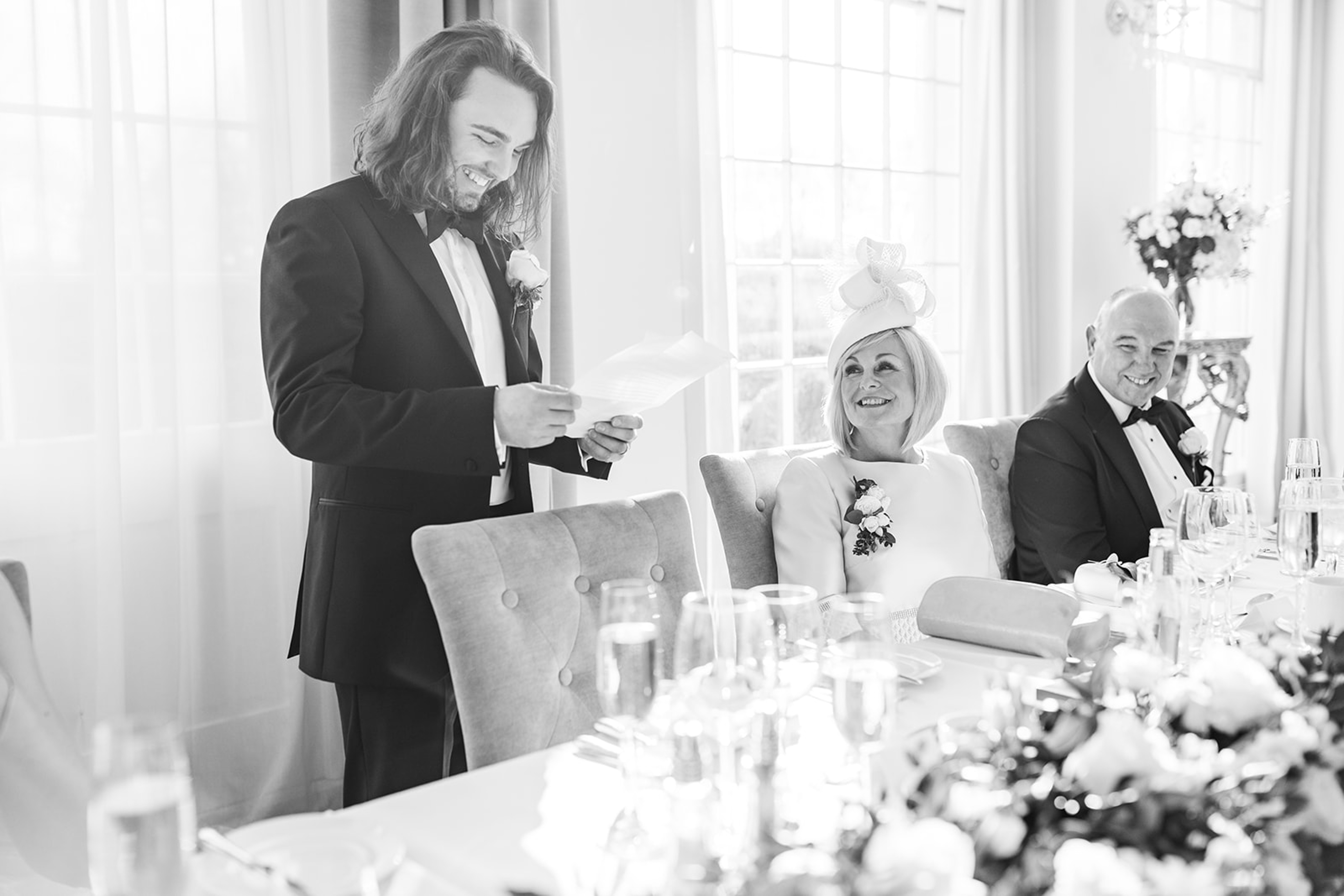 Wedding Breakfast at Rushton Hall. UK Wedding Photographer - Aimee Joy Photography