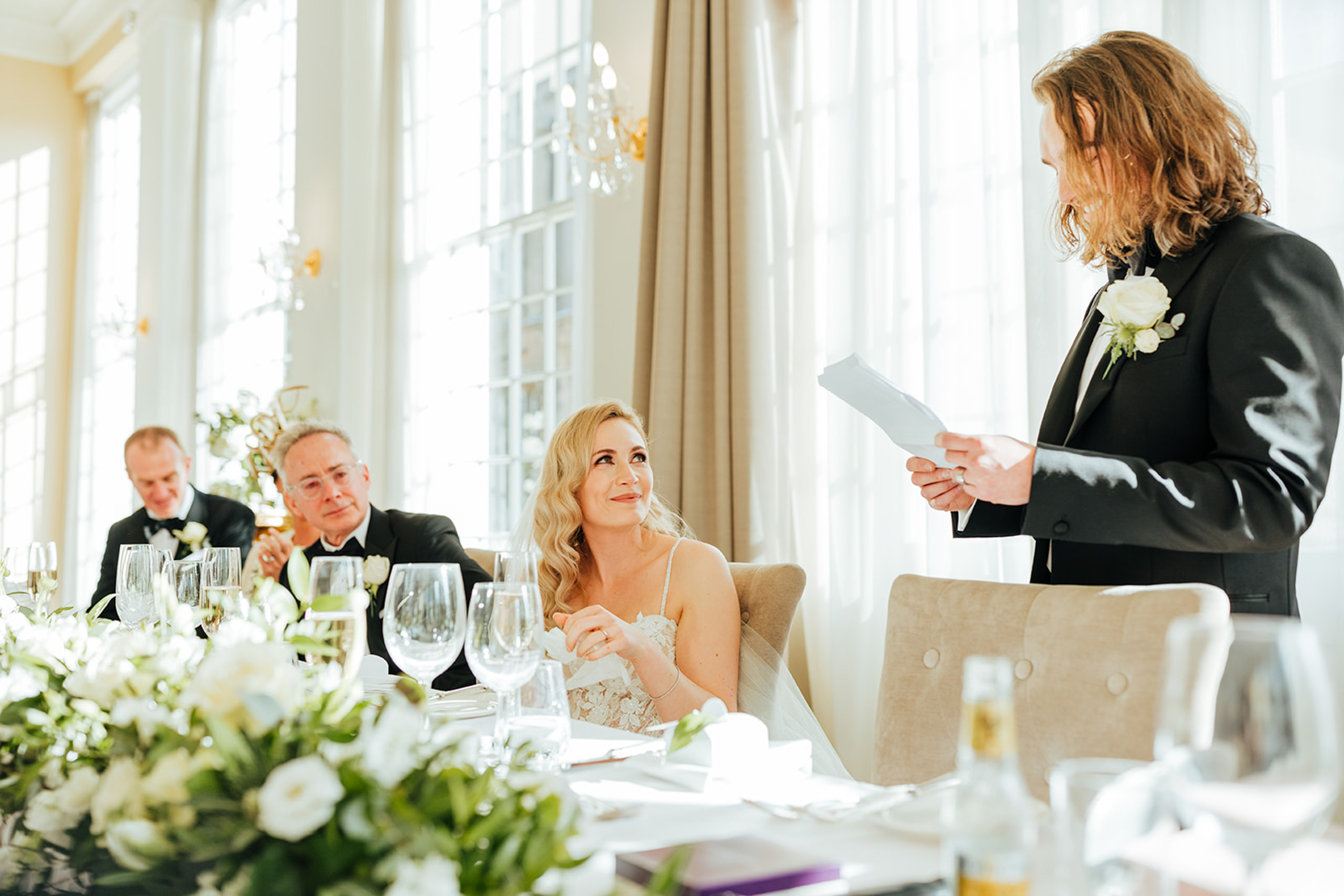 Wedding Breakfast at Rushton Hall. UK Wedding Photographer - Aimee Joy Photography